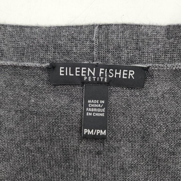 EILEEN FISHER Belted Gray Open Cardigan Tencel Organic Cotton Silk Slits - Picture 7 of 8